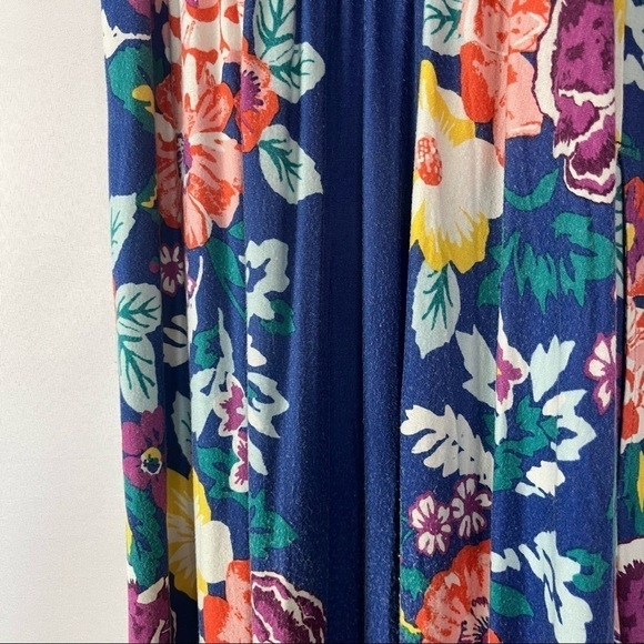 Soma Blue Layered Floral Flounce Off Shoulder Maxi Dress M - Picture 7 of 7